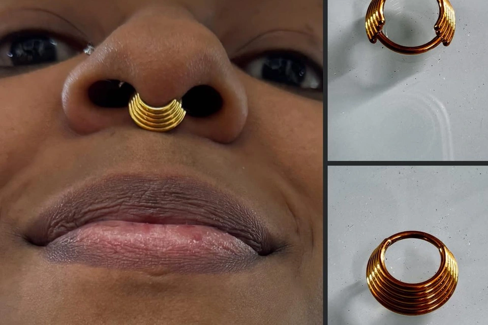 Triple-ring titanium septum jewelry